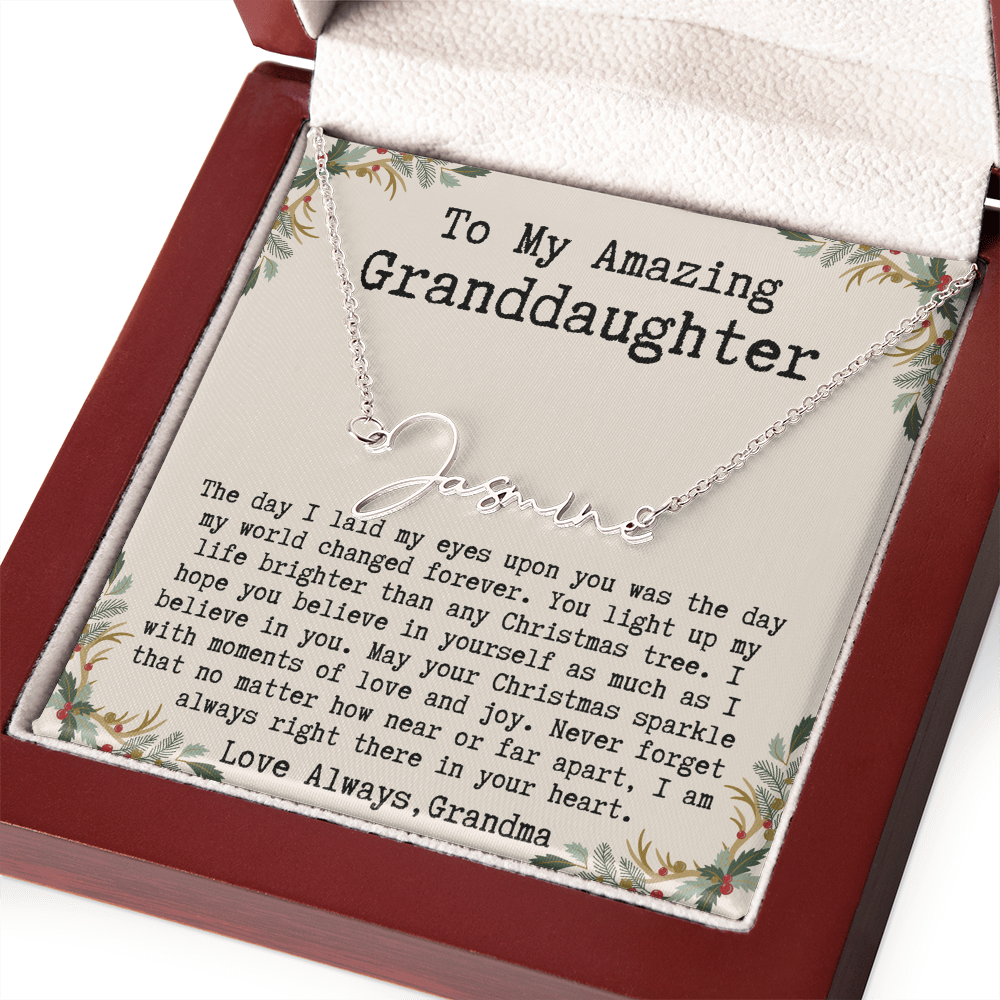 Custom Christmas Gift from Grandma to Granddaughter - Signature Style Name Necklace