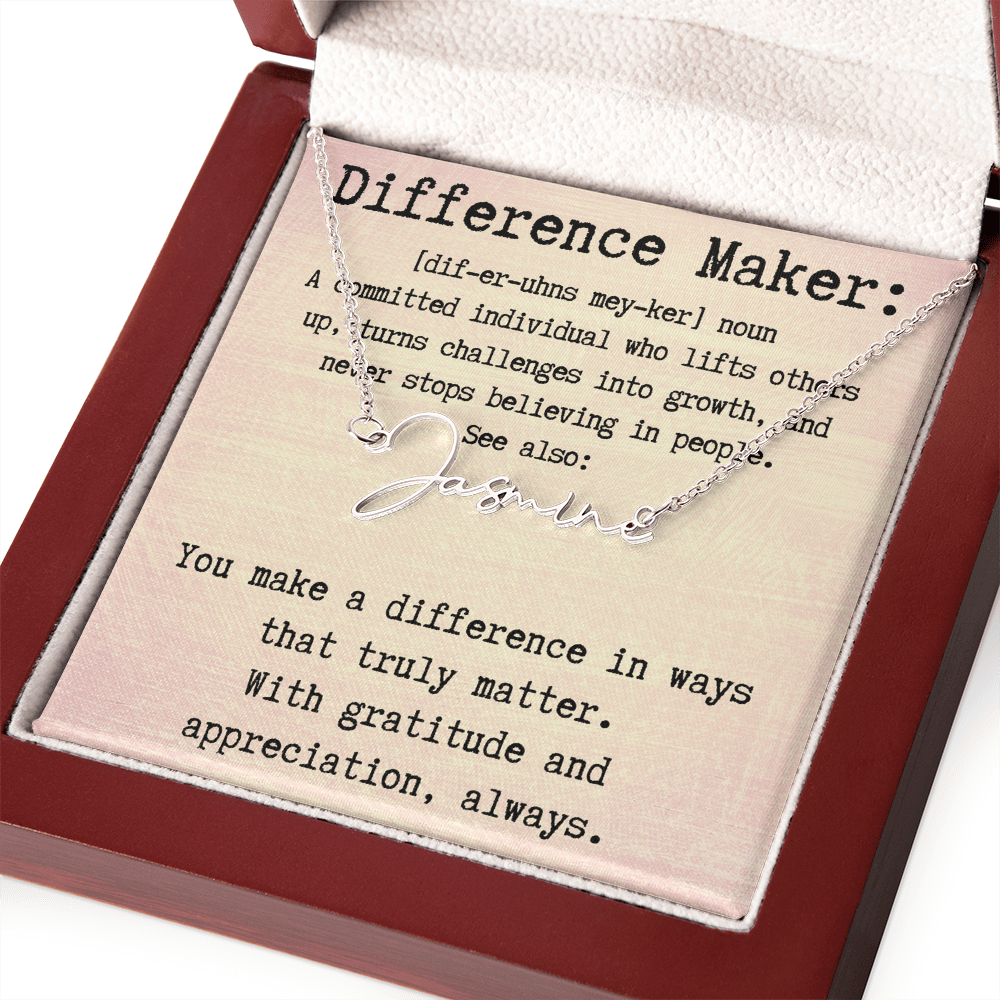 Unique Personalized Gift for a Difference Maker - Signature Style Name Necklace
