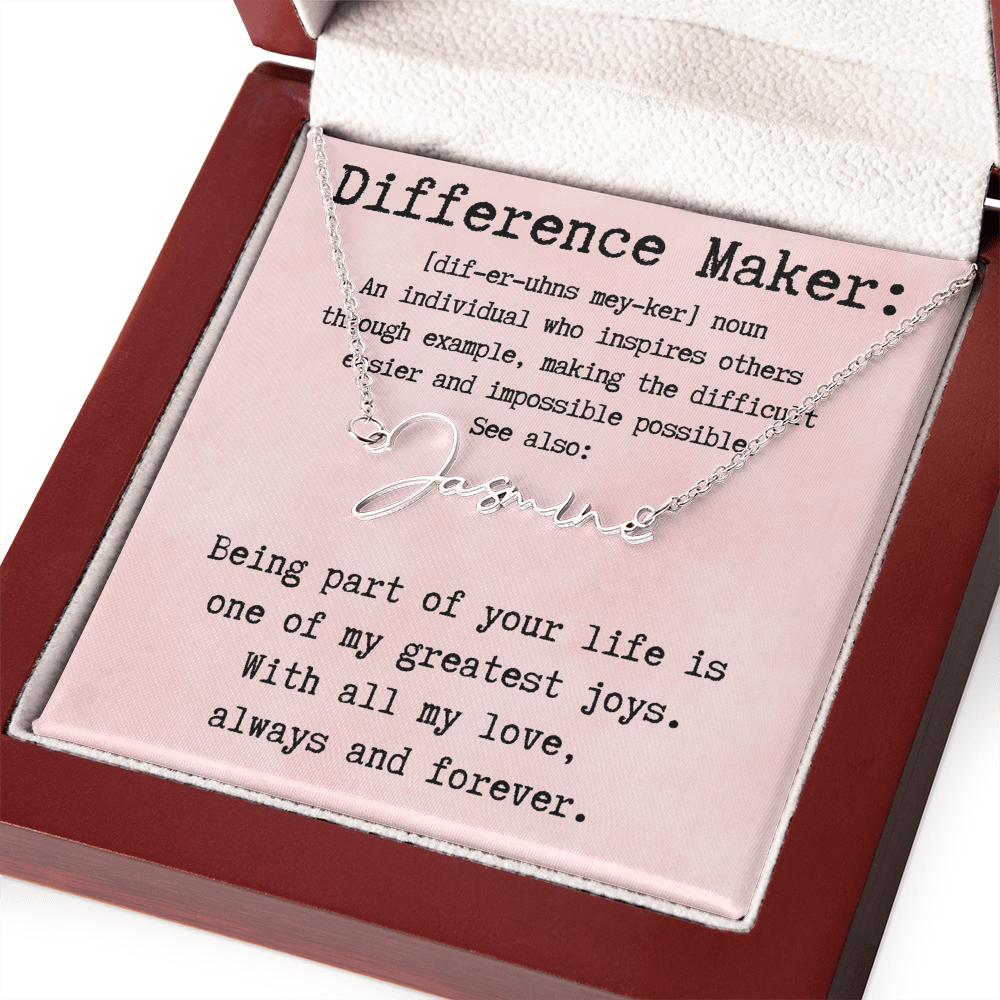 Customized Gift for Difference Maker - Signature Style Name Necklace