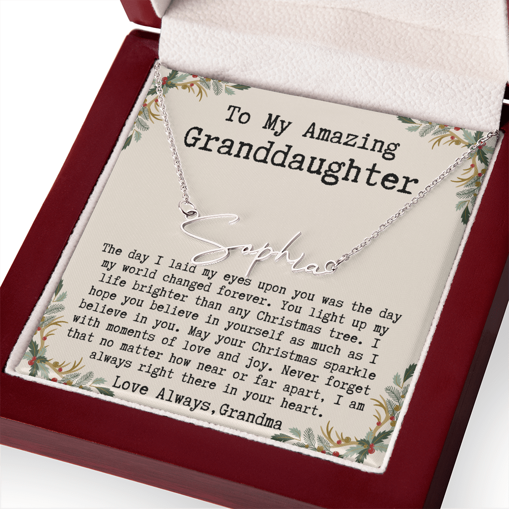 Custom Christmas Gift from Grandma to Granddaughter - Signature Style Name Necklace