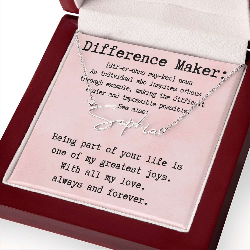 Customized Gift for Difference Maker - Signature Style Name Necklace