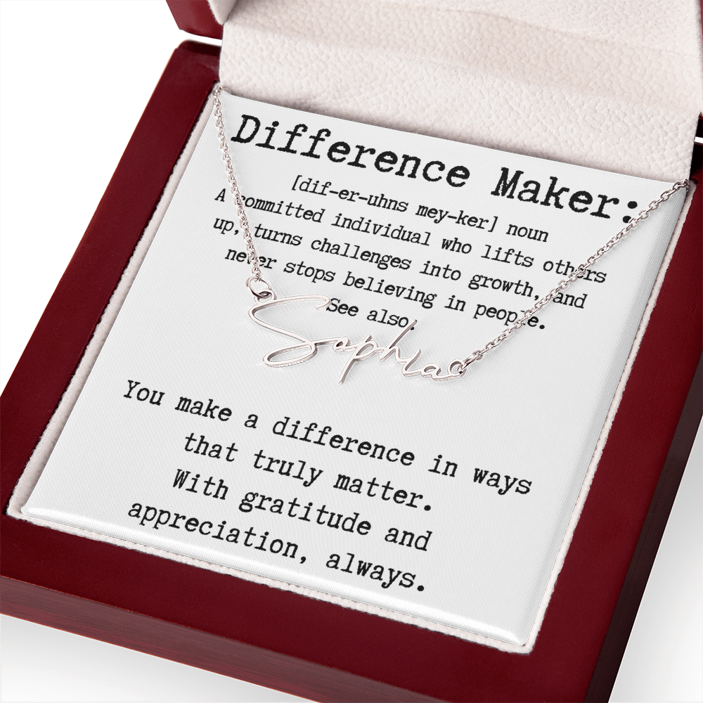 Unique Gift for a Difference Maker - Signature Style Name Necklace