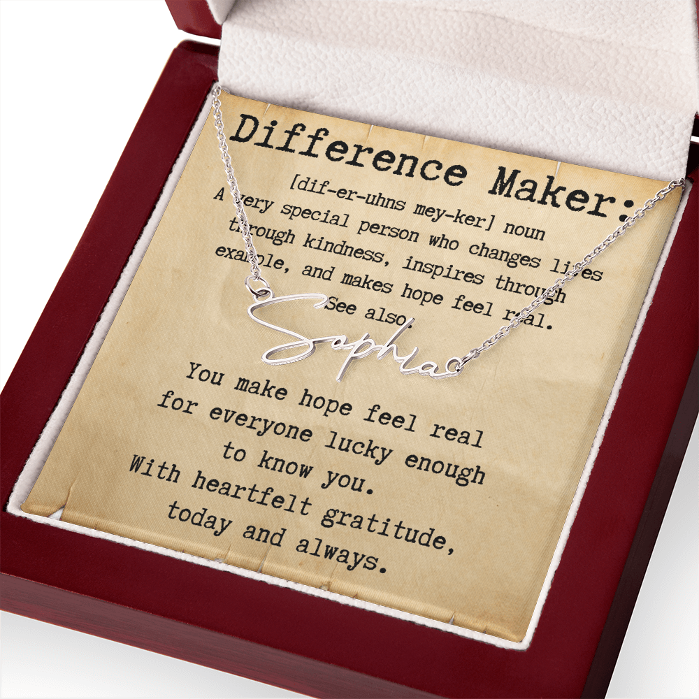 Personalized Gift for a Difference Maker - Signature Style Name Necklace