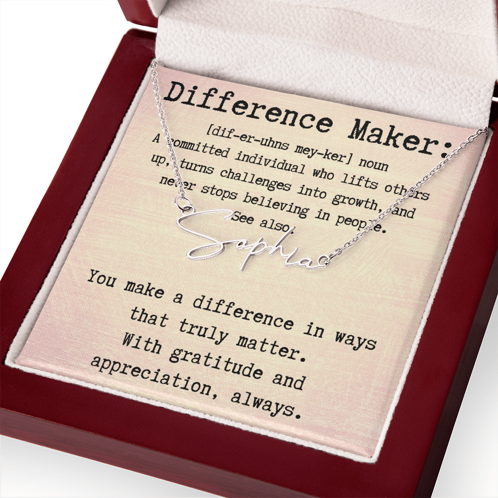 Unique Personalized Gift for a Difference Maker - Signature Style Name Necklace