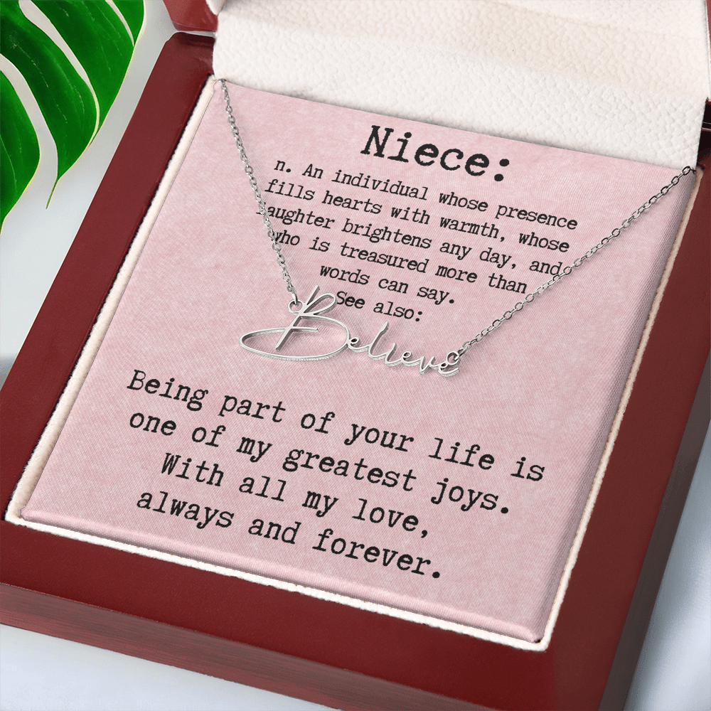 Personalized Birthday Gift for Niece – Custom Signature Style Name Necklace – Unique Name Plate Necklace Birthday Present from Aunt