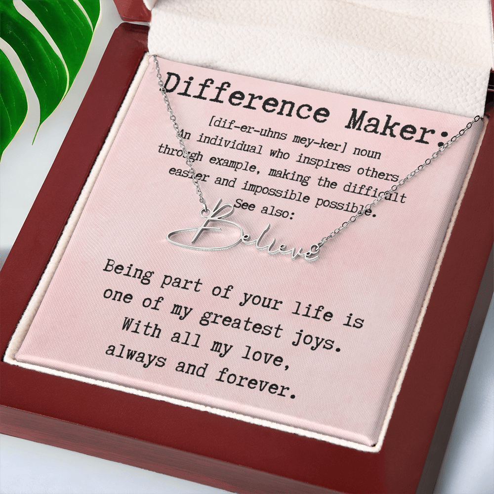 Customized Gift for Difference Maker - Signature Style Name Necklace