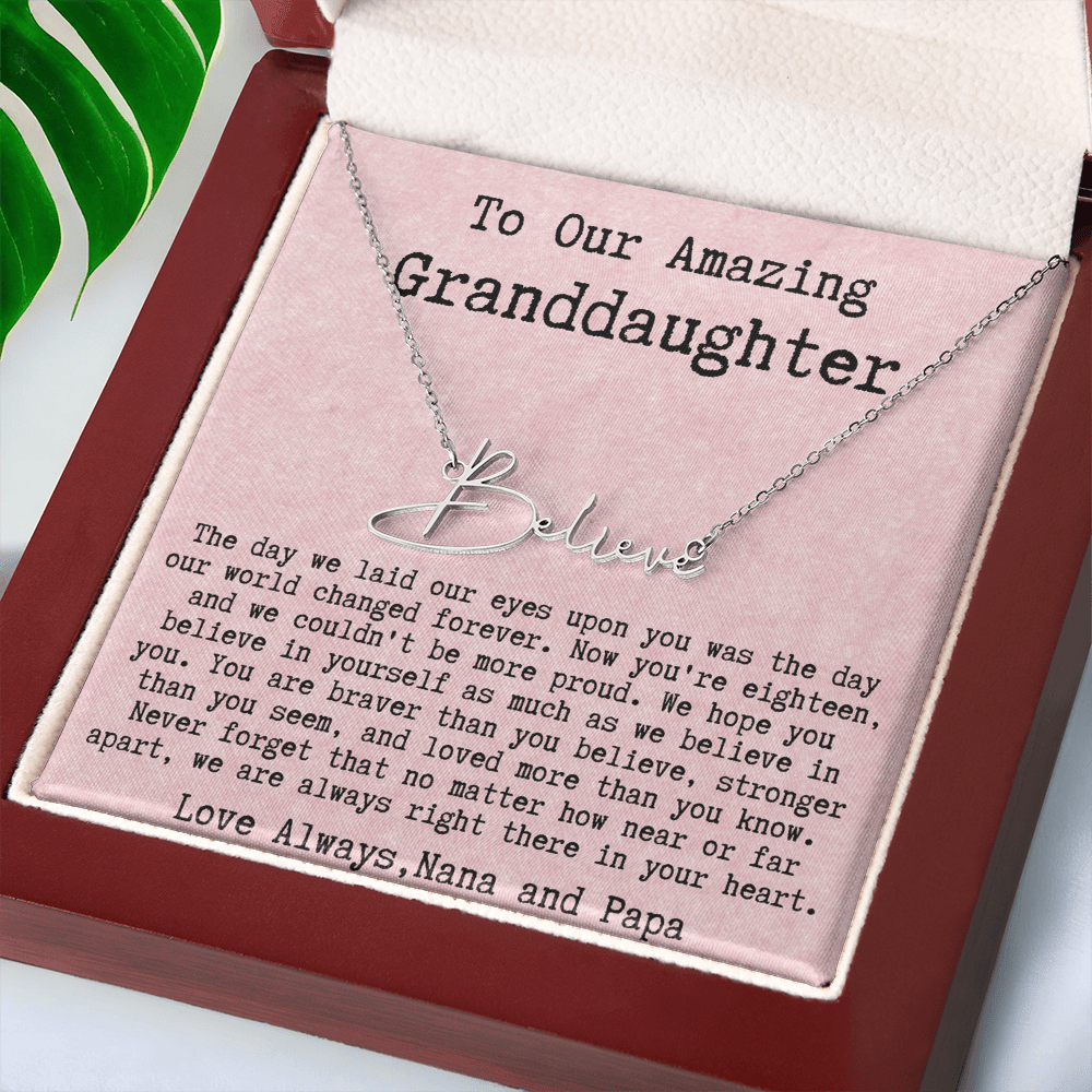 Personalized 18th Birthday Gift from Nana and Papa - Signature Style Name Necklace