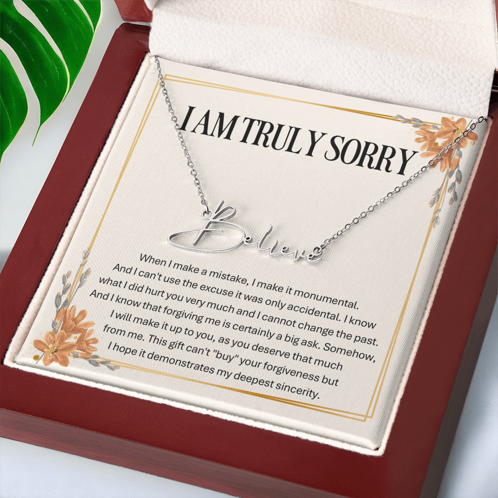 Personalized Apology Gift for Wife – Personalized Signature Style Name Necklace – Customized Jewelry with Her Name