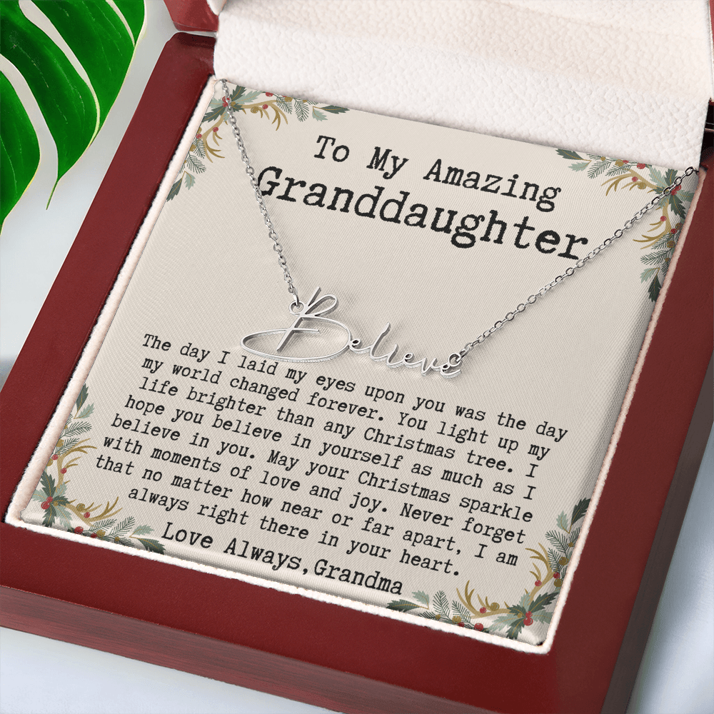 Custom Christmas Gift from Grandma to Granddaughter - Signature Style Name Necklace