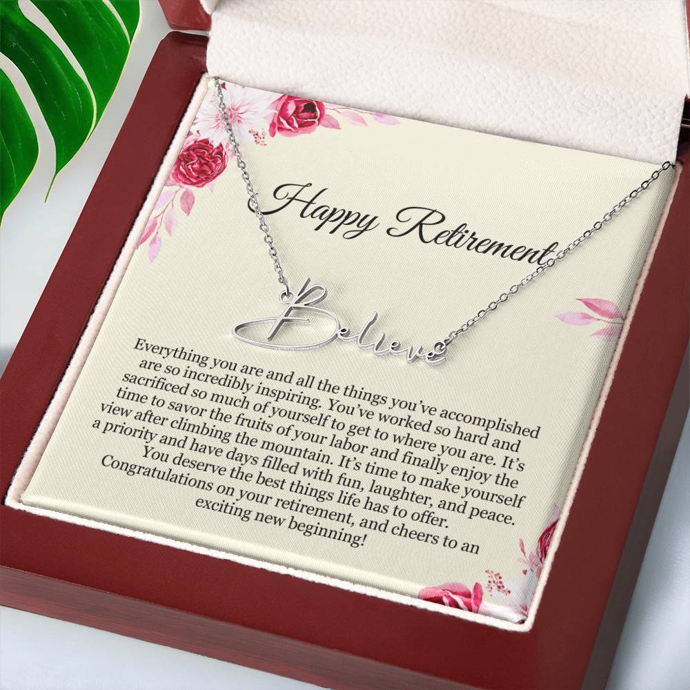 Personalized Retirement Gift for Her - Customizable Signature Style Name Necklace