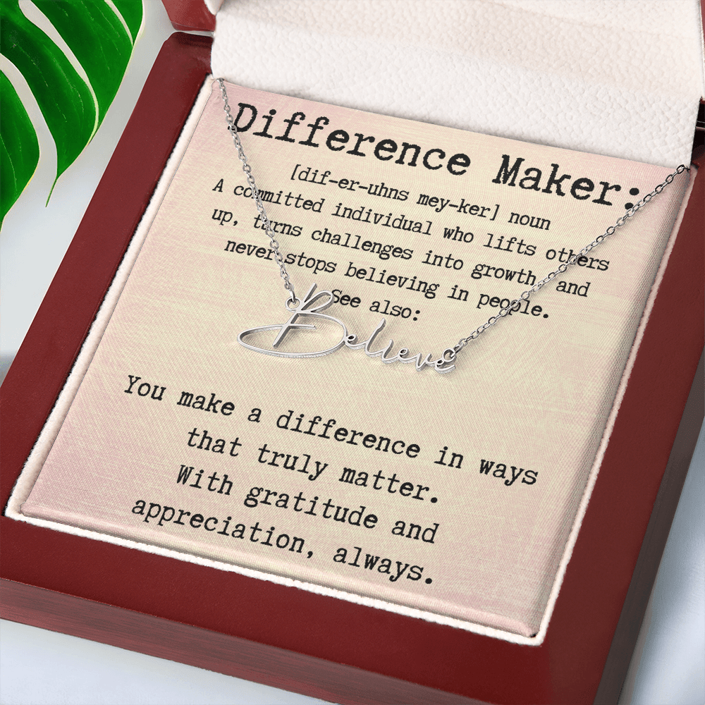 Unique Personalized Gift for a Difference Maker - Signature Style Name Necklace