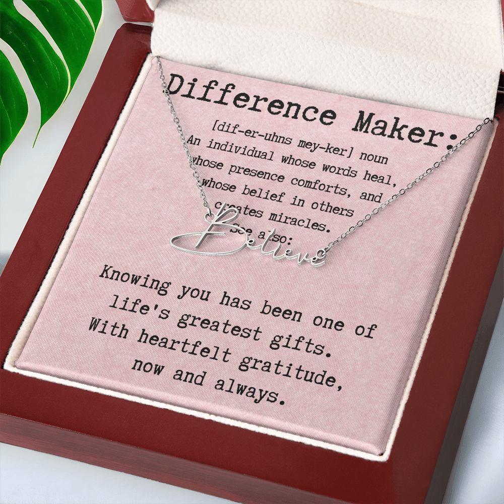 Personalized Name Necklace for a Difference Maker- Signature Style Name Necklace