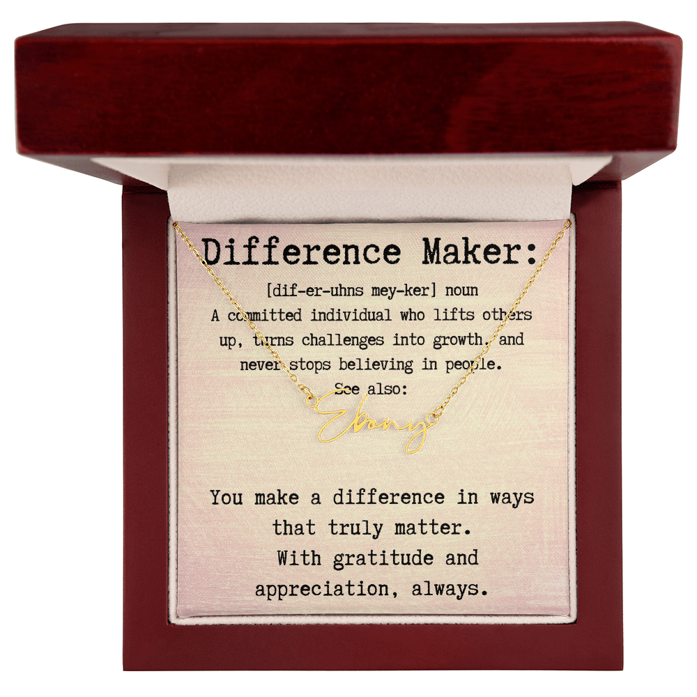 Unique Personalized Gift for a Difference Maker - Signature Style Name Necklace