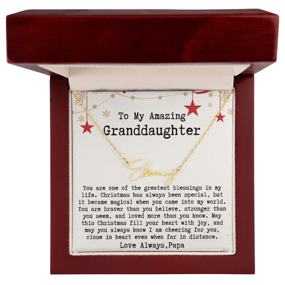 Personalized Christmas Gift from Papa to Granddaughter - Signature Style Name Necklace