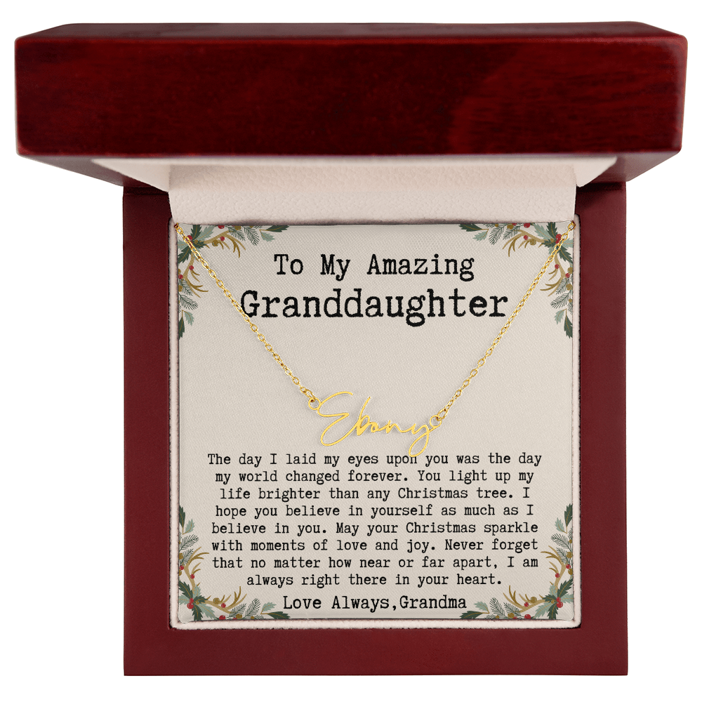 Custom Christmas Gift from Grandma to Granddaughter - Signature Style Name Necklace