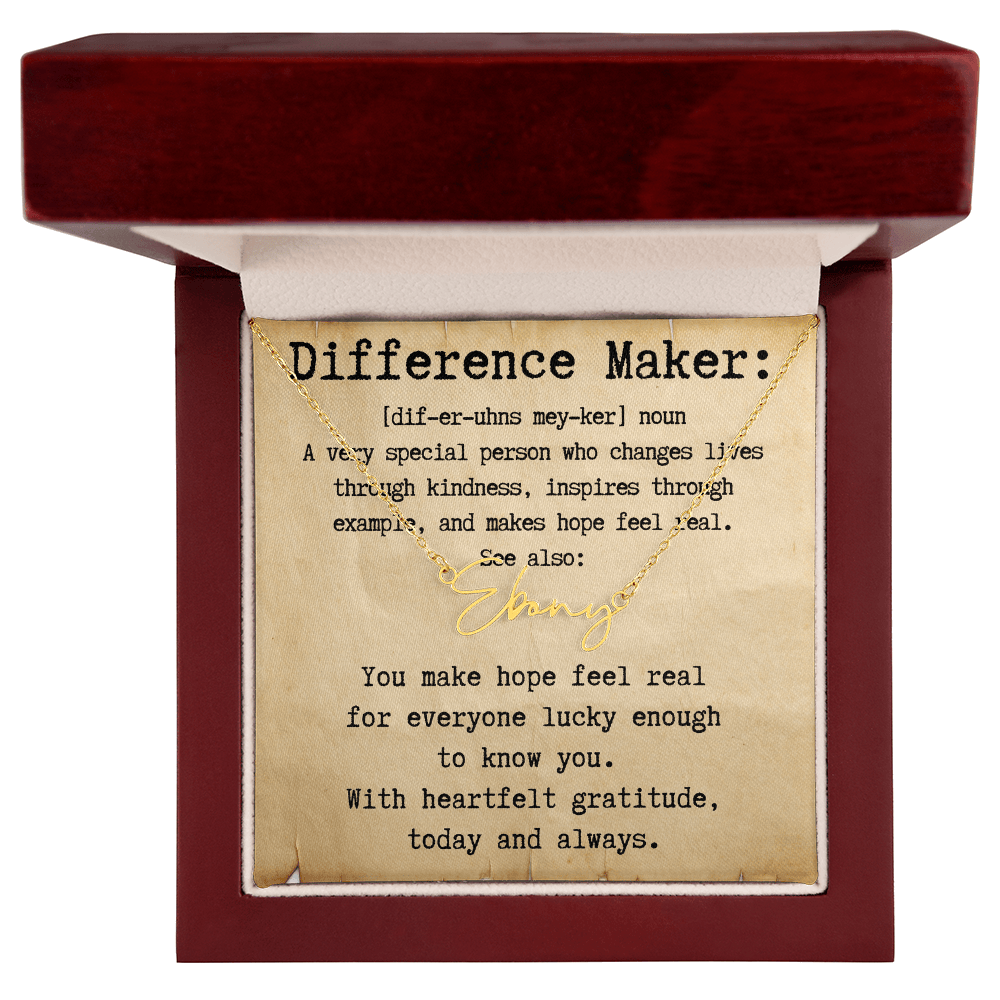Personalized Gift for a Difference Maker - Signature Style Name Necklace