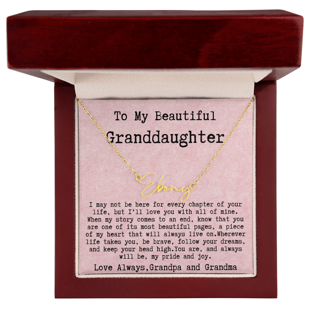 Gift for Granddaughter from Grandpa and Grandma - Signature Style Name Necklace