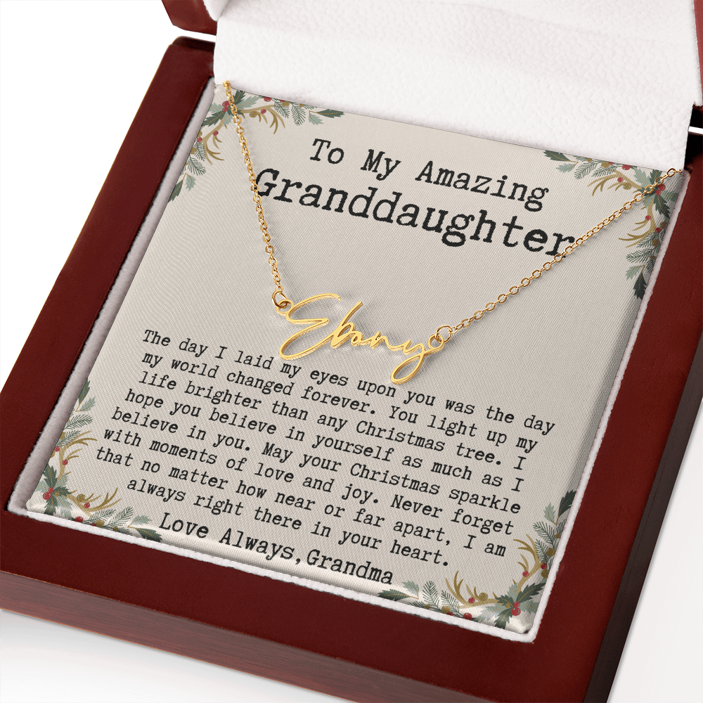 Custom Christmas Gift from Grandma to Granddaughter - Signature Style Name Necklace