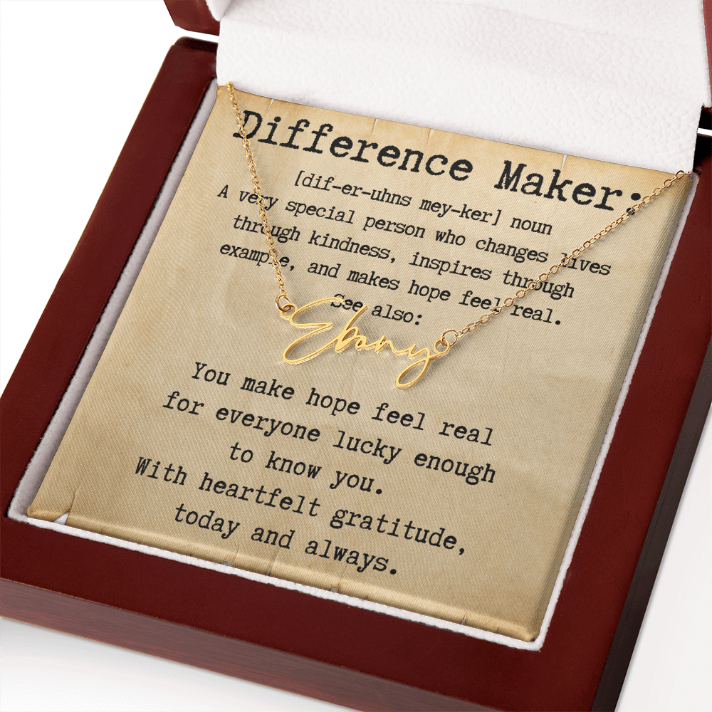 Personalized Gift for a Difference Maker - Signature Style Name Necklace