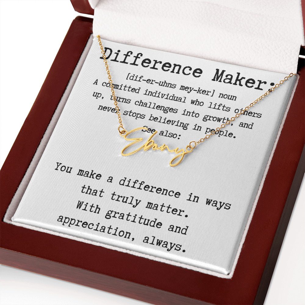 Unique Gift for a Difference Maker - Signature Style Name Necklace