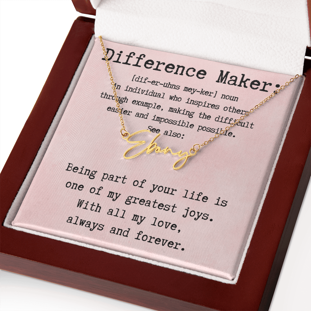 Customized Gift for Difference Maker - Signature Style Name Necklace