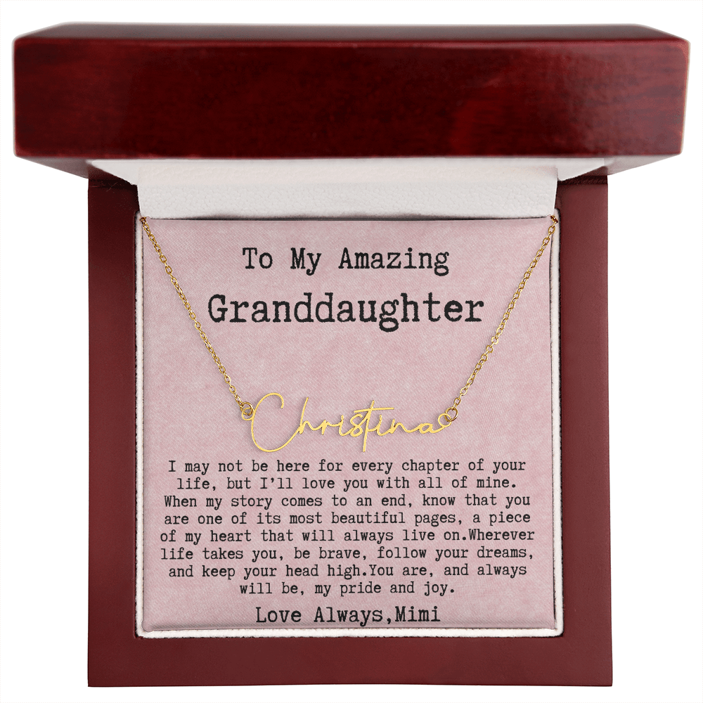 Personalized Birthday Gift for Granddaughter – Custom Signature Style Name Necklace – Unique Name Plate Necklace from Mimi