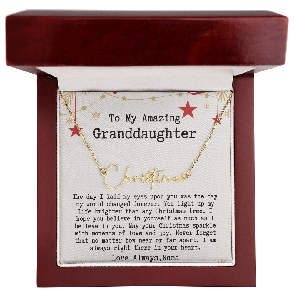Personalized Christmas Gift from Nana to Granddaughter - Signature Style Name Necklace