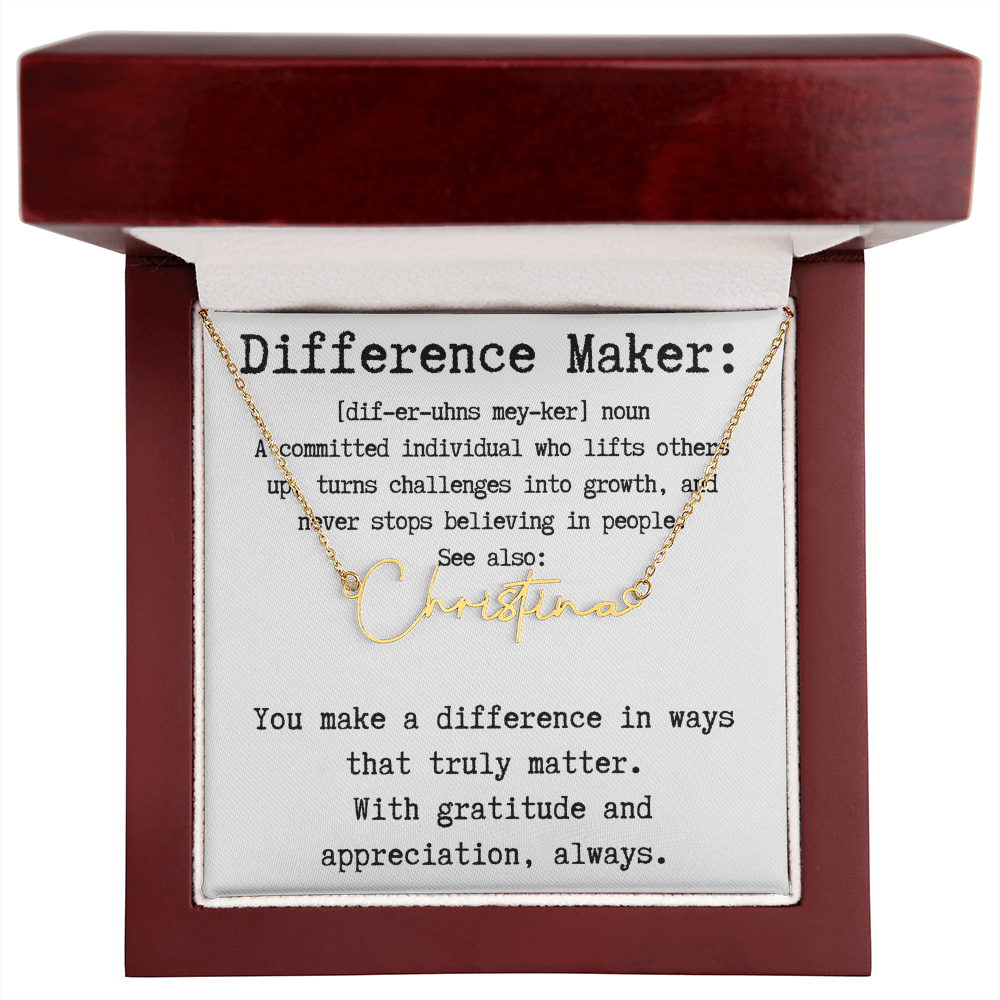 Unique Gift for a Difference Maker - Signature Style Name Necklace