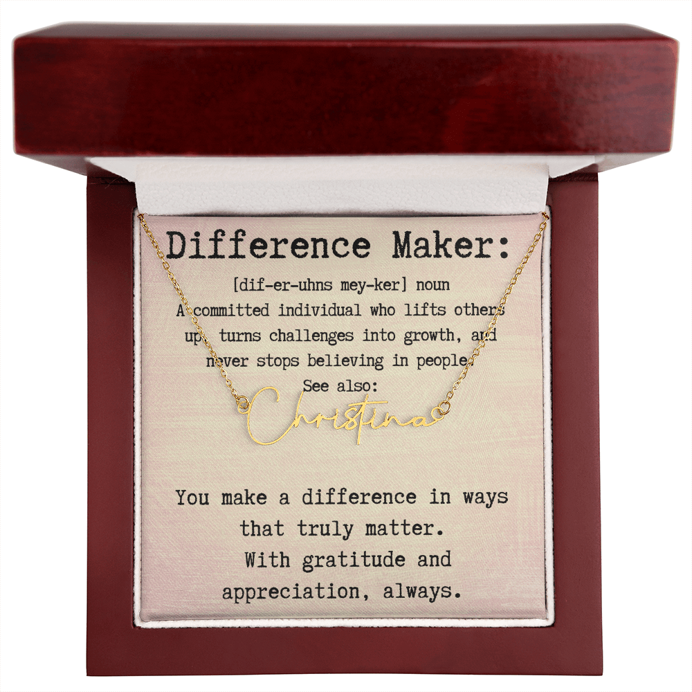 Unique Personalized Gift for a Difference Maker - Signature Style Name Necklace