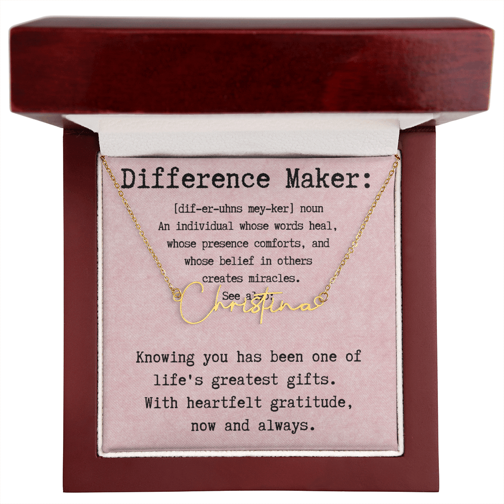Personalized Name Necklace for a Difference Maker- Signature Style Name Necklace