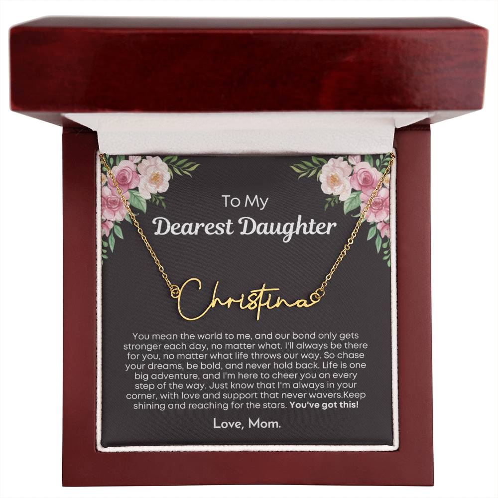 Personalized Gift Daughter from Mom - Customizable Signature Style Name Necklace