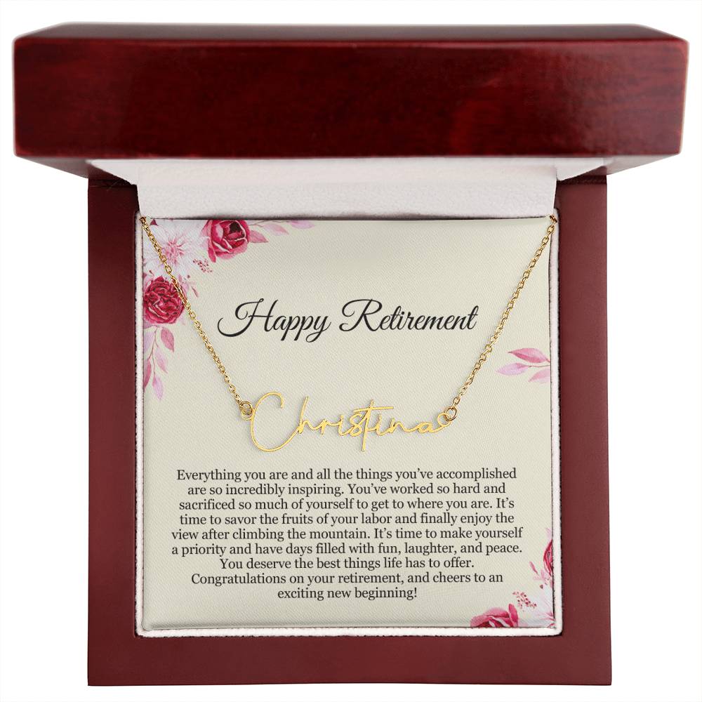 Personalized Retirement Gift for Her - Customizable Signature Style Name Necklace