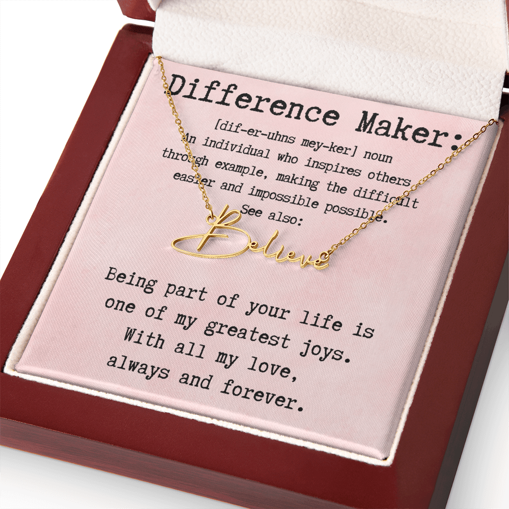 Customized Gift for Difference Maker - Signature Style Name Necklace