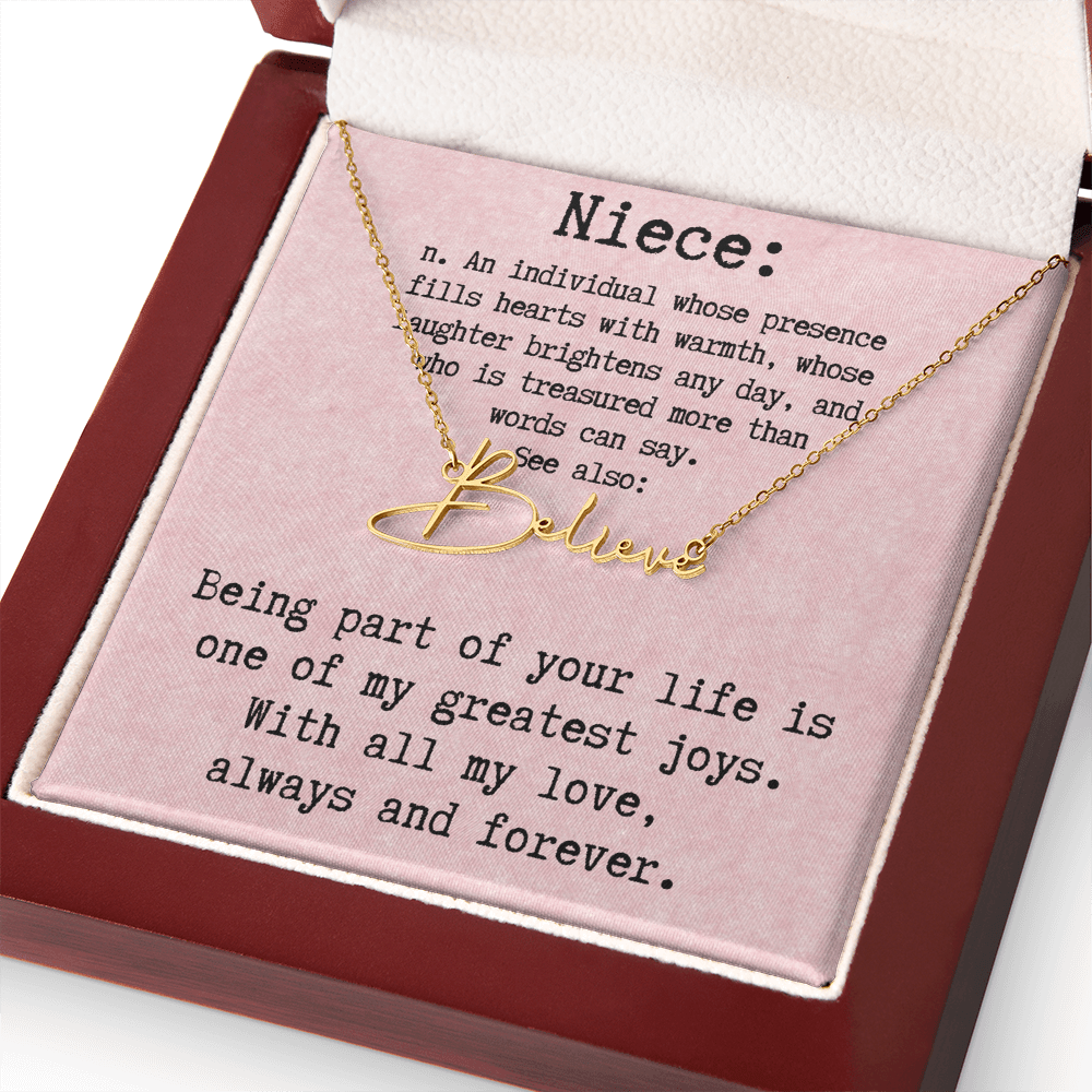 Personalized Birthday Gift for Niece – Custom Signature Style Name Necklace – Unique Name Plate Necklace Birthday Present from Aunt