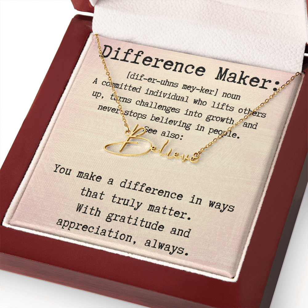 Unique Personalized Gift for a Difference Maker - Signature Style Name Necklace