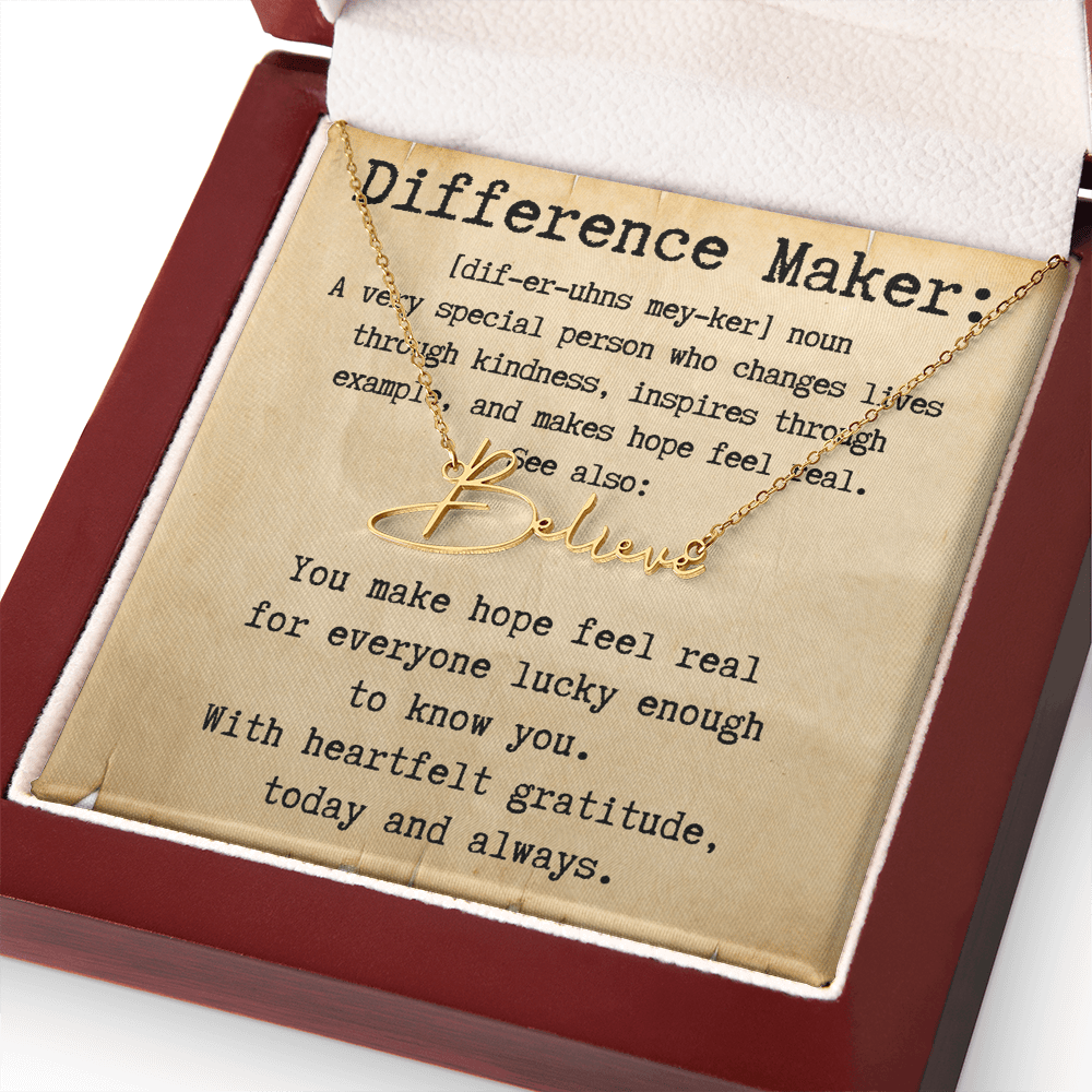 Personalized Gift for a Difference Maker - Signature Style Name Necklace