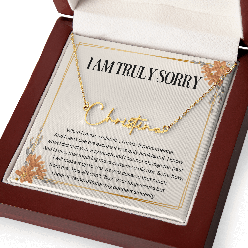 Personalized Apology Gift for Wife – Personalized Signature Style Name Necklace – Customized Jewelry with Her Name