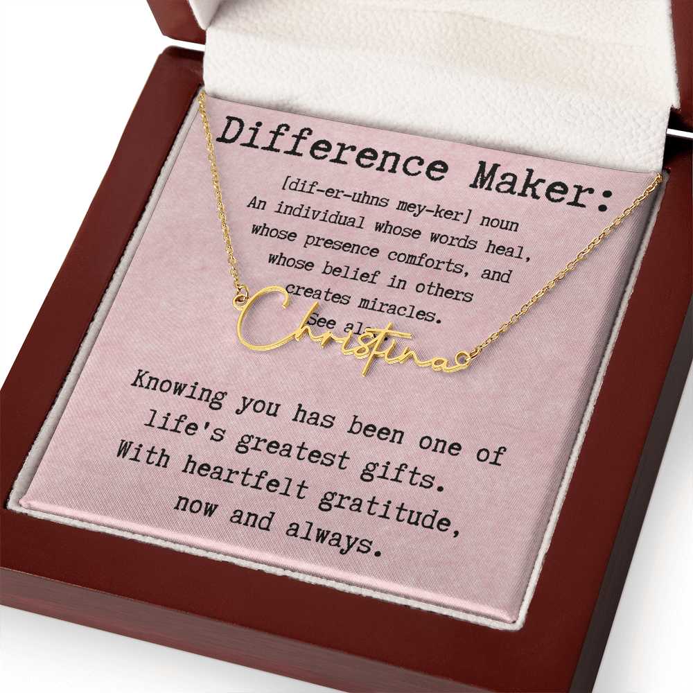 Personalized Name Necklace for a Difference Maker- Signature Style Name Necklace