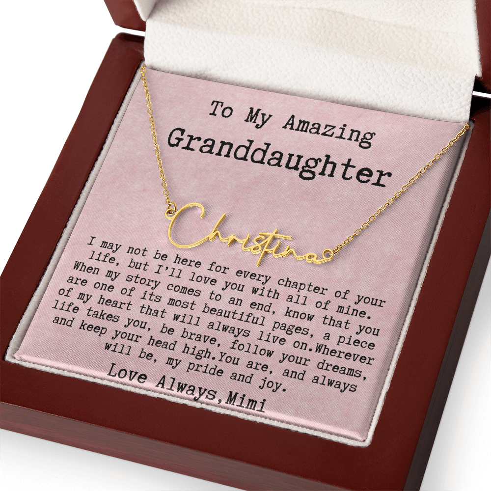 Personalized Birthday Gift for Granddaughter – Custom Signature Style Name Necklace – Unique Name Plate Necklace from Mimi