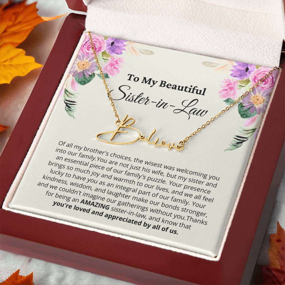 Personalized Gift from Groom's Sister to Sister-in-Law- Customizable Signature Style Name Necklace