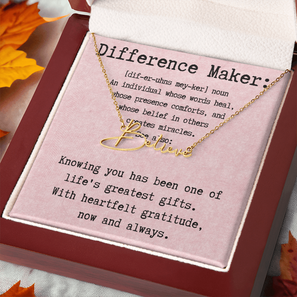 Personalized Name Necklace for a Difference Maker- Signature Style Name Necklace