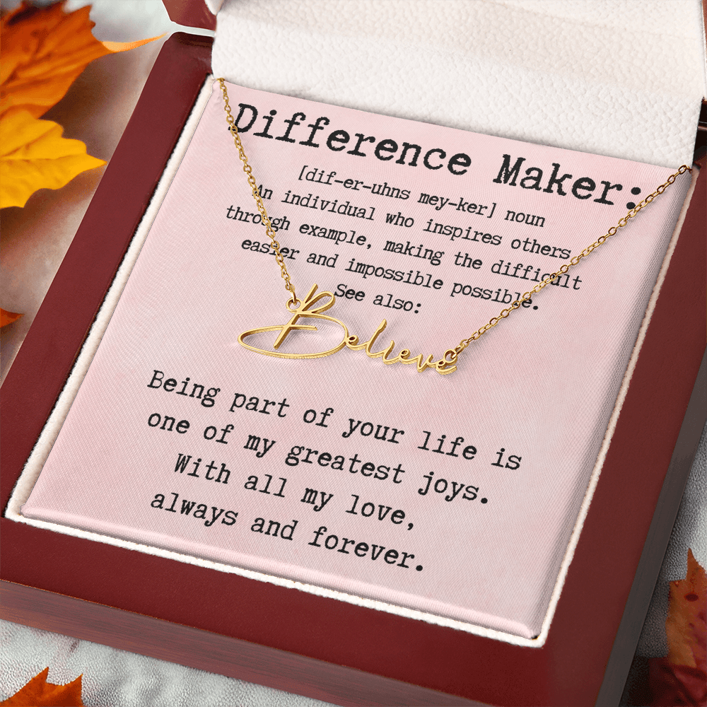 Customized Gift for Difference Maker - Signature Style Name Necklace