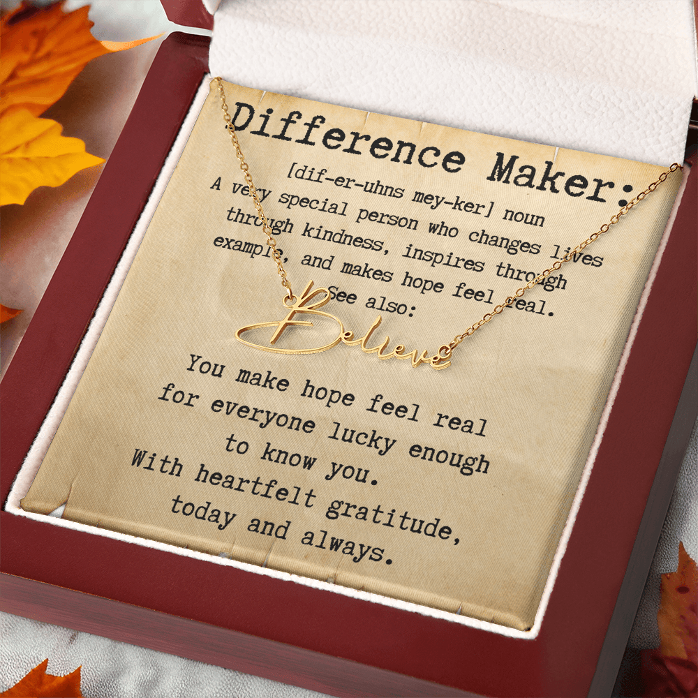 Personalized Gift for a Difference Maker - Signature Style Name Necklace