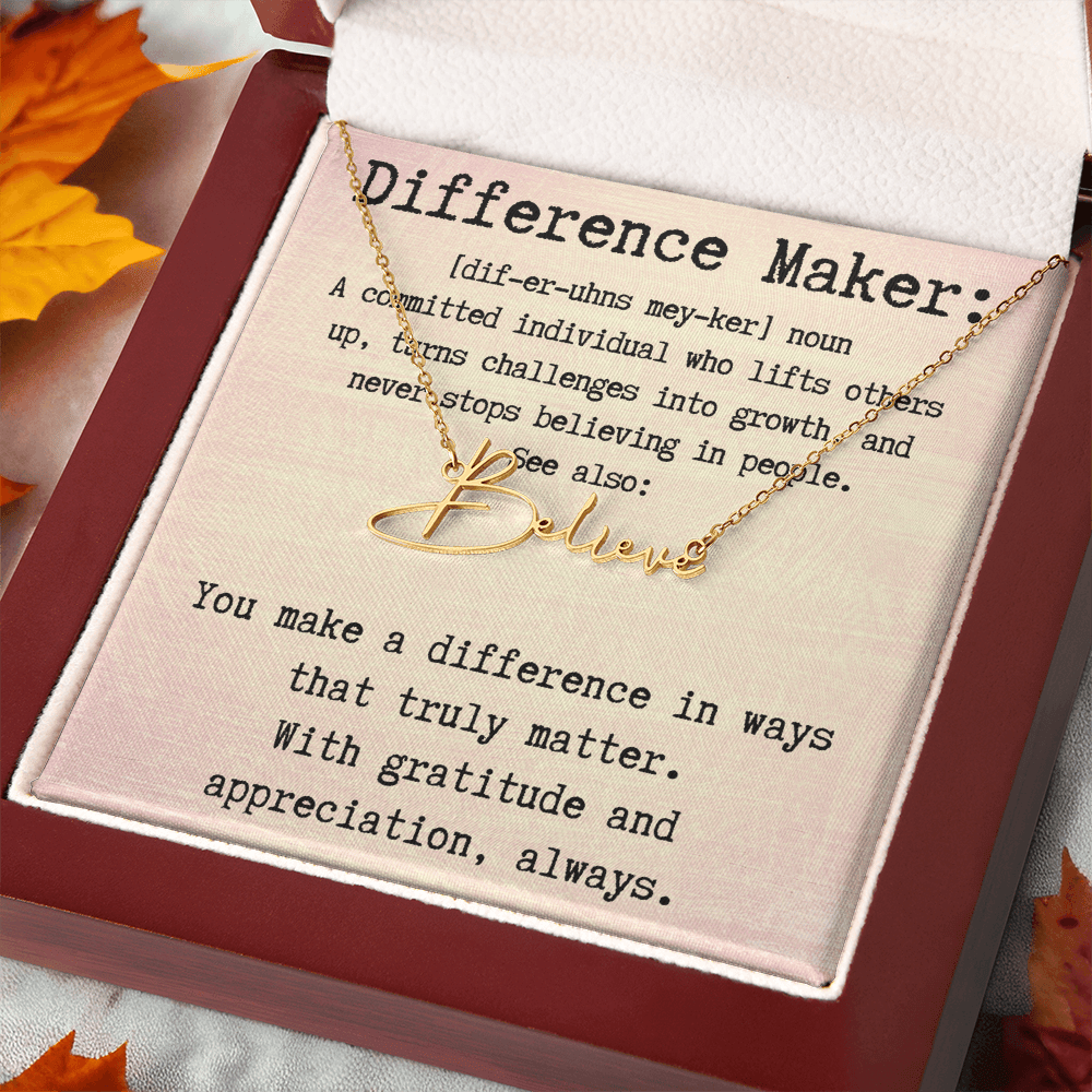 Unique Personalized Gift for a Difference Maker - Signature Style Name Necklace