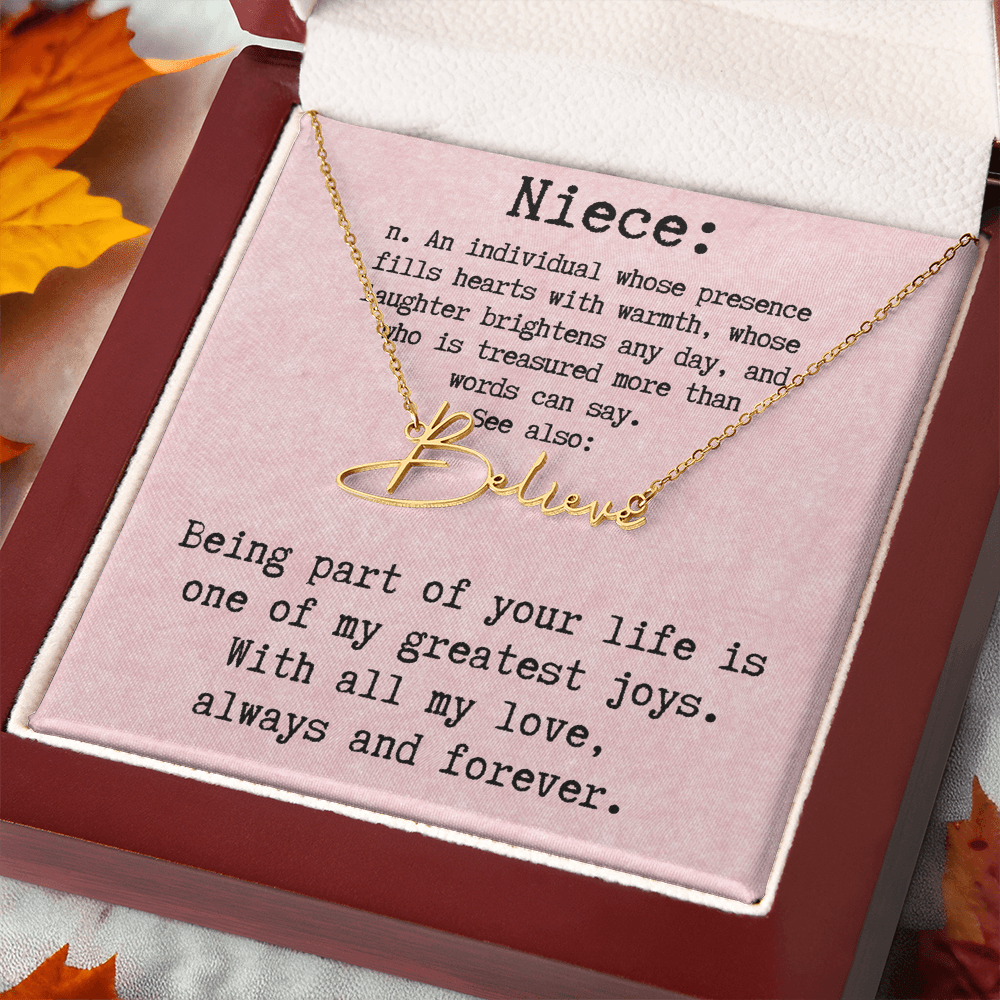 Personalized Birthday Gift for Niece – Custom Signature Style Name Necklace – Unique Name Plate Necklace Birthday Present from Aunt