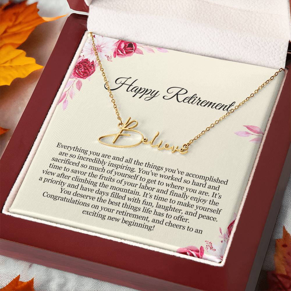 Personalized Retirement Gift for Her - Customizable Signature Style Name Necklace