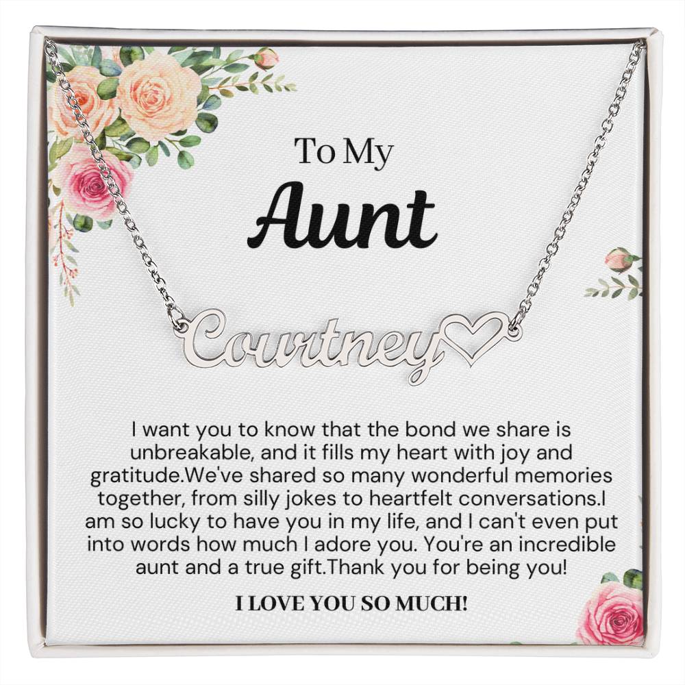 Personalized Gift for Aunt - Customizable Heart Name Necklace - I Love You So Much