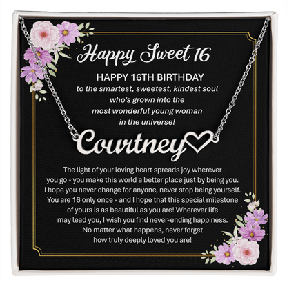 Sweet 16 Gift - Heart Name Necklace