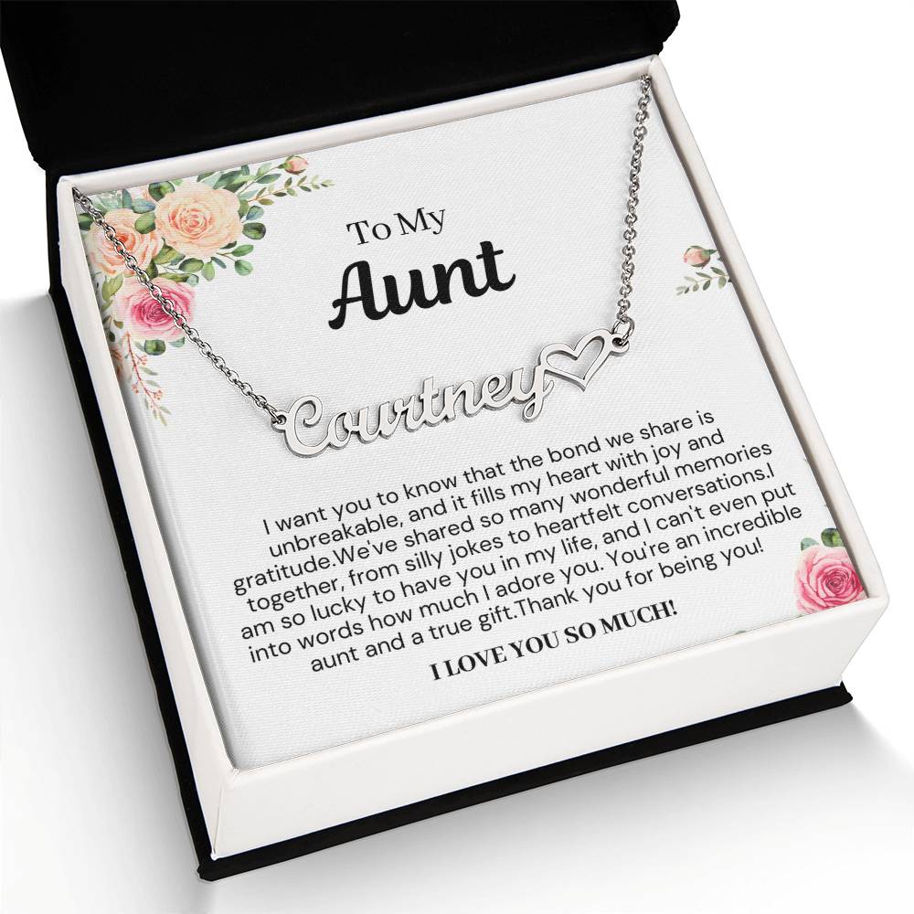 Personalized Gift for Aunt - Customizable Heart Name Necklace - I Love You So Much