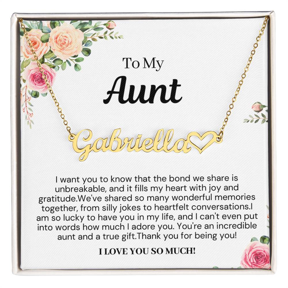 Personalized Gift for Aunt - Customizable Heart Name Necklace - I Love You So Much